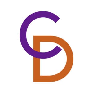 A small image of the main Celebrating Disability logo. A purple C and an orange D with the C overlapping the D