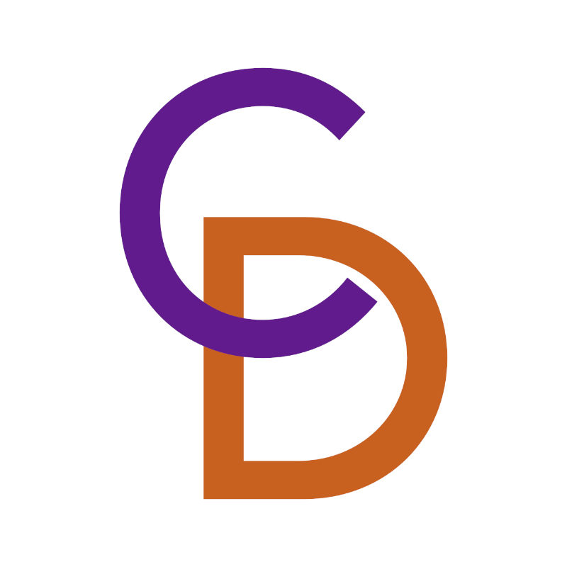 A small image of the main Celebrating Disability logo. A purple C and an orange D with the C overlapping the D