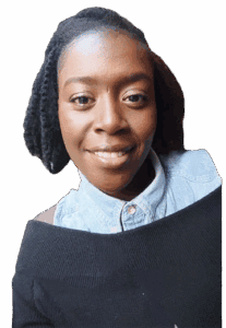 Picture of Eveline, smiling at the camera with blakc hair and a blue shirt.
